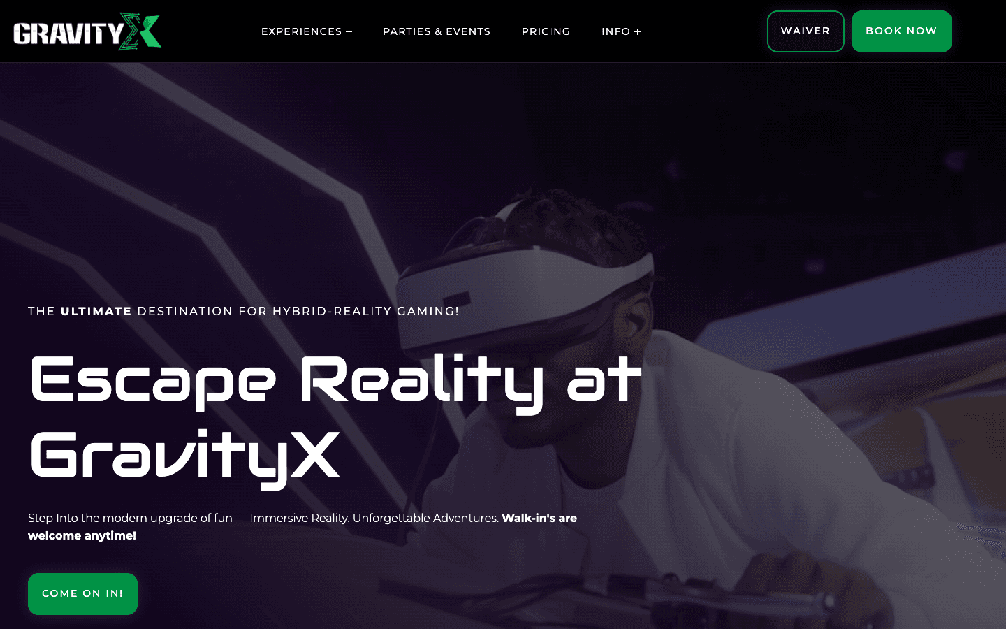 GravityX VR website